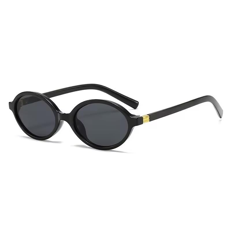 Óculos De Sol Oval Miu 2025 Acetato Espelhado Uv (Preto)