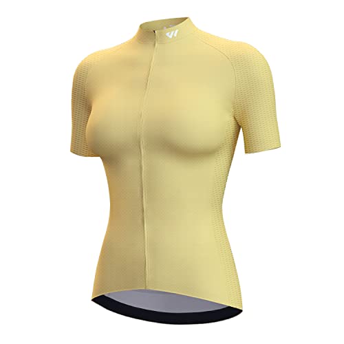 Lo.gas Damen Fahrradshirt Kurzarm Radtrikot Damen Gelb Leicht und...