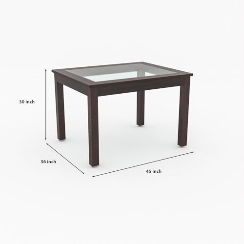 Image of Solid Sheesham Wood Dining Table Set of 4 | Wooden 4 Seater Dining Table with 4 Chairs with Cushion | Wood Dining Table & Chairs for Home, Restaurant, Cafe, Dining Room | Walnut Finish