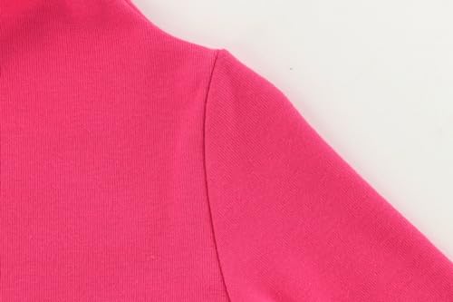 Image of Girls Lettuce Edge Trim Mock Neck Long Sleeve Slim Fit T-Shirt Tops Lightweight Knit Tee