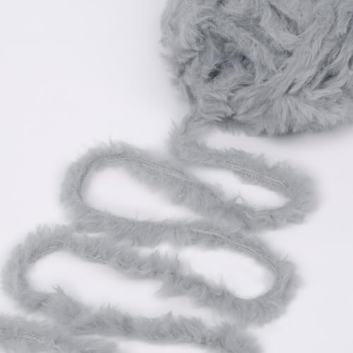 Image of NICEEC Faux Fur Yarn Super Soft, Chunky & Fluffy, Eyelash Yarn for Crochet & Knitting(Total Length 210yds /10.6oz) - Gray Series /300g
