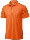 TACVASEN Mens Golf Shirt Dry Fit Mens Polo Shirts Short Sleeve Performance Golf Polos for Men with Collar Work Shirts Orange, L