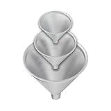 HIC Kitchen Wide-Mouth Aluminum Funnel Set for Liquids and Dry Goods, Set of 3, Includes 2-Ounce, 8-Ounce, and 12-Ounce