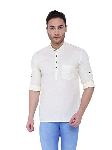 Image of Rajubhai Hargovindas Men's Linen Straight Short Kurta