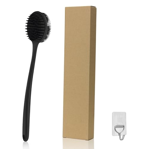ABuYanOIn Limpiador de ducha con cepillo de limpieza corporal de silicona de mango largo para uso de espalda y cuerpo