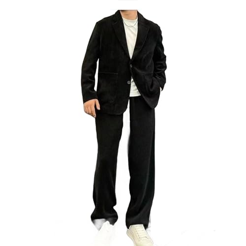 Men's Korean Style Slim Fit Suit 2PC Blazers and Pants Set for Ceremony and Casual Wear