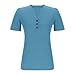 Women's Summer Short Sleeve Casual Shirt Solid Color T Shirt Stylish Lightweight Top Women Casual Shirts (Light Blue, L)