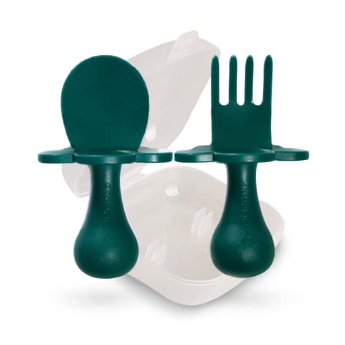 Image of Grabease Baby Spoons Feeding Supplies Baby Led Weaning Supplies Toddler Utensils, BPA-Free & Phthalate-Free for Baby & Toddler, 1 Set, green