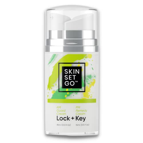 Skin Set Go Skincare | Lock + Key | AM Seaweed Moisturizer + PM Marine Algae Face Cream | Anti-Pollution Antioxidant Cre