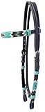 WeavingCraft Leather Hand Braided Headstall for Horse - Adjustable Horse Headstall Crafted with Pure Leather and Multicolor Beads-Durable Horse Headstalls (Brown - Standard)