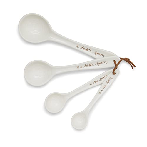 Portmeirion Sophie Conran Measuring Spoons, Set of 4 - Fine Porcelain Nesting Utensils with Hand-Thrown Look for Kitchen Prep, Baking & Serving Tools, Durable Design & Dishwasher Safe