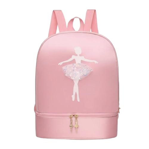 Mochila de ballet infantil con sección para calzado y tejido amigable al agua en color rosa