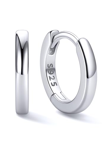 ChicSilver 925 Sterling Silver Huggie Hoop Earrings Small Hoop Earrings for Women Hypoallergenic Silver Huggie Earring Cartilage Earrings for Women (6/8/10/12/14/16/18/20MM)