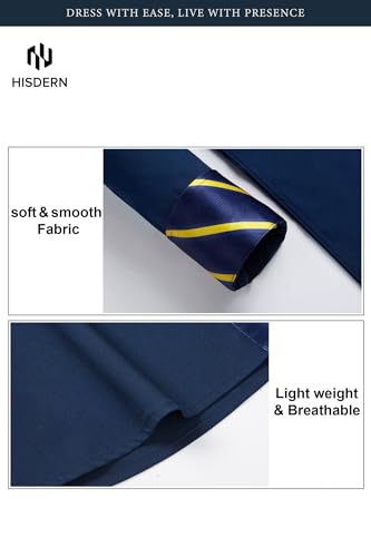Image of HISDERN Mens Business Dress Shirts Long Sleeve Casual Button Down Shirt Formal Inner Collar Contrast Shirt for Men Wedding