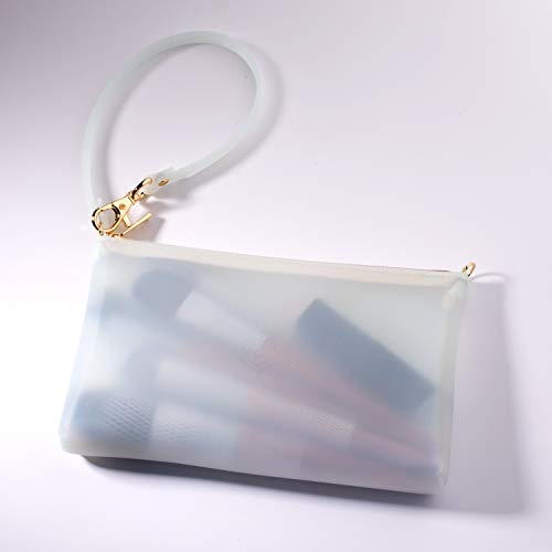 Wristlet By Pudinbag For Women | Zipper Wristlet Wallet | Phone Wristlet | Makeup Pouch | Water Resistant Silicone | Semi-Transparent | Vegan (Babyblue) #TOP2