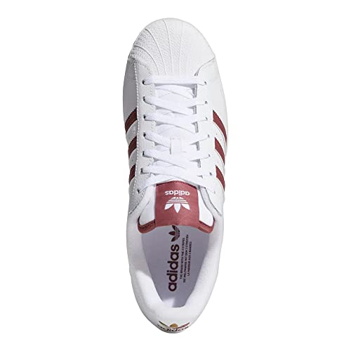 Image of adidas Originals Mens Superstar Classic Low Top Sneaker Shoe, Footwear White /Quiet Crimson /Gold Metallic, 10