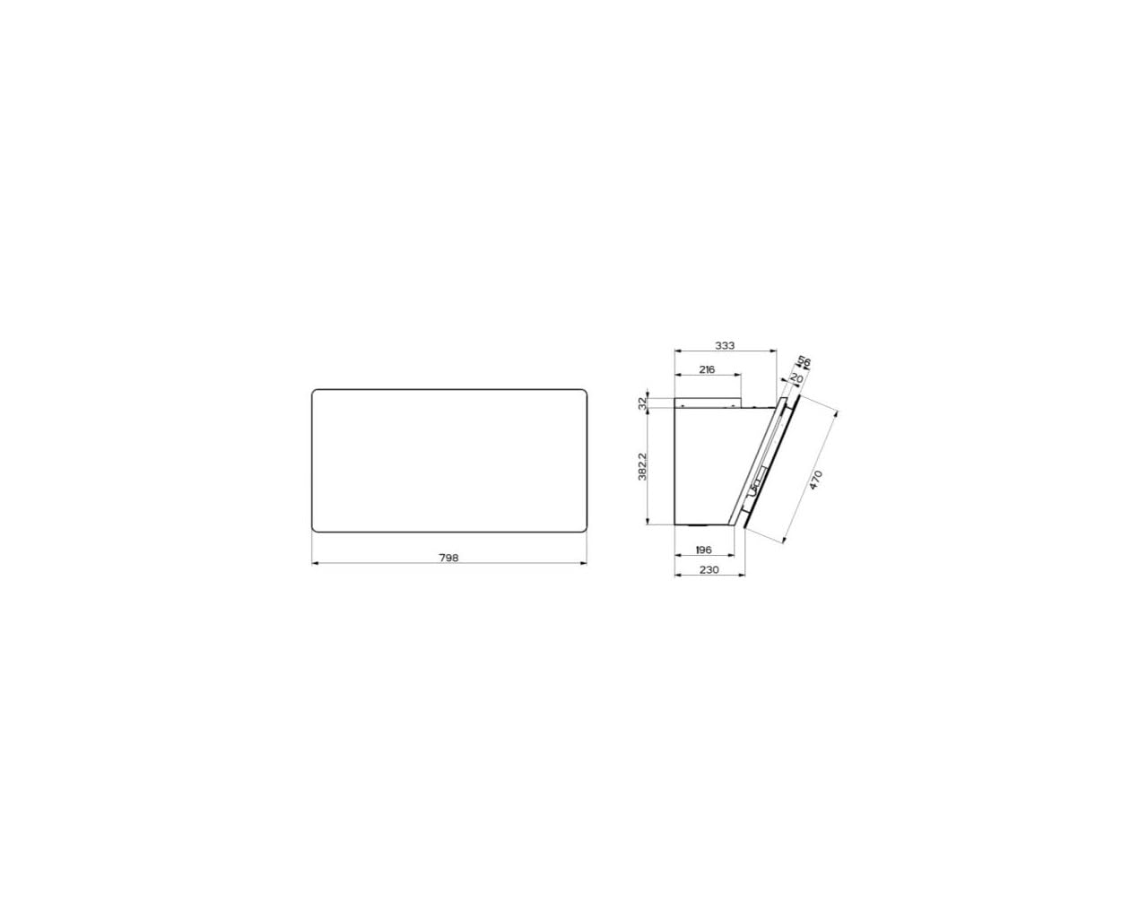 Roblin cappa decorativa inclinata 80cm 580m3 / h bianca 5630306
