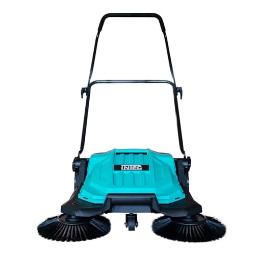 INTEC - Barredora mecánica 2 cepillos Ø27cm Barredora manual para hojas y polvo Ancho de trabajo 65 cm Contenedor 20L