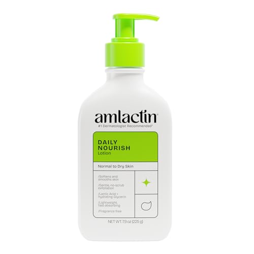 AmLactin Daily Nourish Therapeutic Body Lotion for Dry Skin - No-Scrub Exfoliator and Moisturizer - AmLactin 12% Lactic Acid Lotion, 7.9 oz (Packaging May Vary)
