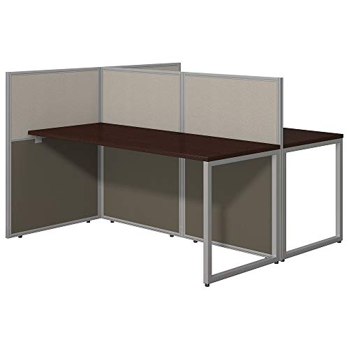 Bush Business Furniture Easy Office 60W Two Person Straight Desk Open Office in Mocha Cherry