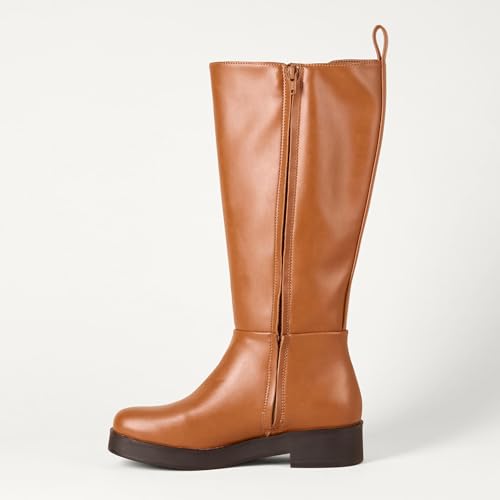 Image of Amazon Essentials Women's Tall Gusset Boots, Chunky Heel, Square Toe