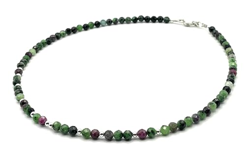 Collier ras du cou rubis zoisite argent 925 d'exception artisanale