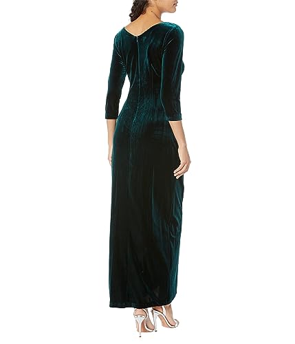 Image of Alex Evenings Womens Long 3 /4 Sleeve Formal Event Dress with Cinched Tie Waist (Petite and Regular Sizes)