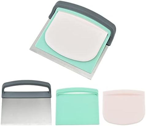 3 Pieces Set Bench Scraper and Chopper, Includes Stainless Steel and Plastic Multipurpose Food Cutter for Cutting Dough, Butter, Rice Rolls, Crêpes, Shortbread, Biscuits, Crusts, Etc.