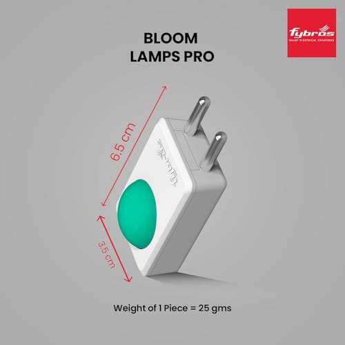 Image of FYBROS Bloom Pro LED Night Lamp | 0.5W | Green Light | Indirect Lighting | 2-Pin Plug | Energy Efficient | Low Power Consumption | Ideal for Bedroom, Kids Room, Hallway | Pack of 1