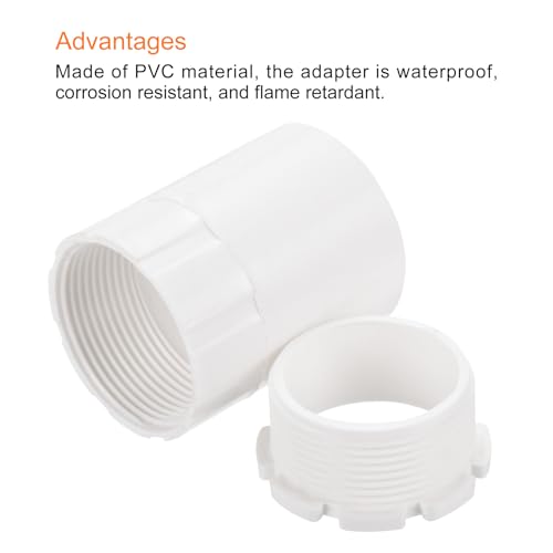 Adaptador de conducto macho PVC 32mm tuerca de bloqueo abrazaderas tubería cableado 5