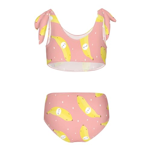 Girls Cute Banana on Pink Background Swimsuit Two Pieces Bikini Set Bathing Suits Swimwear Crop Top Swimsuit Set2
