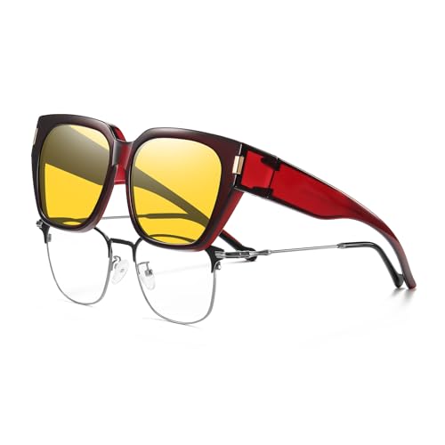 Image of HAOLOTA Night Vision Driving Glasses Fit Over Glasses