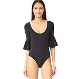 AmyGline Badeanzug Damen Neckholder Einteilige Badeanzüge Halbe Hülsen Rundhals Glocke Ärmel Sexy Einfarbig Badeanzug Bikini Sport Swimsuit Strandbadeanzug Beachwear