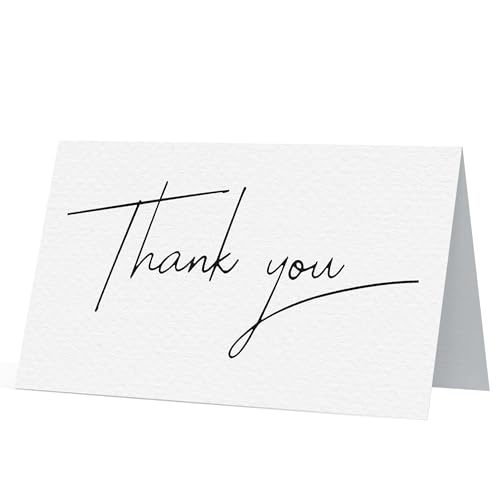 Image of Oaklyn 48 Pack Thank You Cards with Envelopes 4 inchx 5.25 inch for Weddings, Baby Shower, Birthday Parties, Business, and Graduation Thank You Cards Blank - Black and White