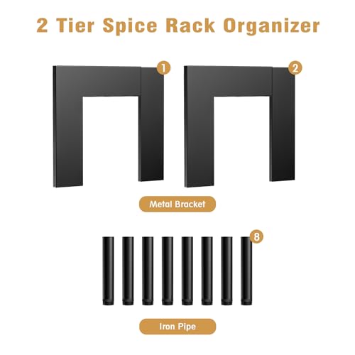 THYGIFTREE Spice Rack Organizer for Cabinet 2 Tier Expandable Metal Seasoning Organization Height Adjustable Spice Storage Shelf for Cupboard Pantry