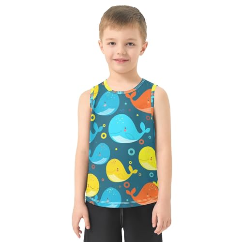J JOYSAY Cartoon Whale Circle Teal Boys Tank Top Sleeveless Muscle Shirts Quick Dry Kids T-Shirts 3-15T2