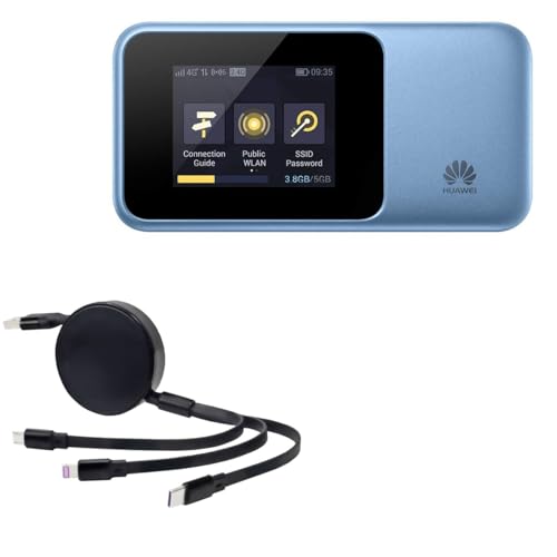 BoxWave Cable Compatible with Huawei E5788u-96a Mobile WiFi Hotspot - AllCharge PD miniSync (100W), Retractable High-Speed Charging Portable USB Cable - Jet Black