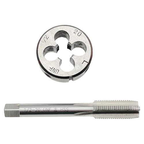 1/2-20 UNF Tap & Die Set LH Left Hand Threading Milling 1/2x20 Tap Die, 1/2-20 Tap Die LH Thread Straight Fluted Machine 1/2-20 Tap Set 1/2X20 Tap and Die Left Hand