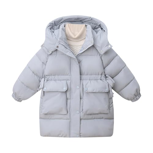 Girls Winter Coats Oversized Thickened Hooded Quilted Mid Parka Coat Casual Soft Adjustable elastic waist Outerwear