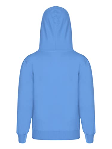 Jeatha Kids Boys Girls Hoodie T-Shirts Solid Color Long Sleeve Drawstring Hooded Sweatshirt With Pockets Light Blue 13-14 Years #TOP1