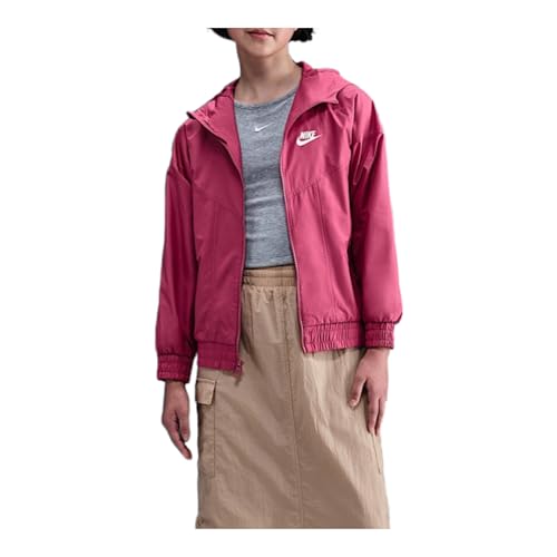 Nike Sportswear Windrunner Big Kids' Hooded Repel Jacket (Sweet Beet/Sweet Beet/White)