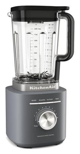 KitchenAid 5KSB2073EDG Pure Power Batidora de Vaso, Motor Potente con Jarra de 2L sin BPA, 10 Velocidades, Programas para Hielo y Smoothies, Cuchilla Asimétrica Inox, Gris Marengo