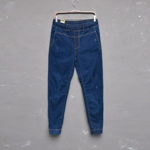 Jeans Pants Trouser Denim Tight Water Washed Blue Stretch Small Foot Elastic Pant Mouth Trendy Commuter for Man4