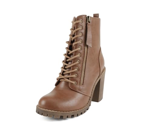 Image of Soda Women's Malia Faux Lace Up Chunky Lug Sole Combat Boot