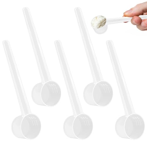 TiamaraEon 5 PCS Protein Scoop, 5g Scoop, Reusable Protein Powder Scoop, Milk Powder Scoops, Coffee Scoop Dosing Spoons Medicine Spoon Dishwasher Safe Spoons for Liquids Powders Kitchen Cooking Tool