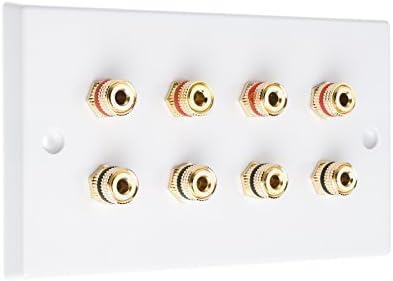4.0 Surround Sound Speaker Wall Plate with Gold Binding Posts NO SOLDERING REQUIRED