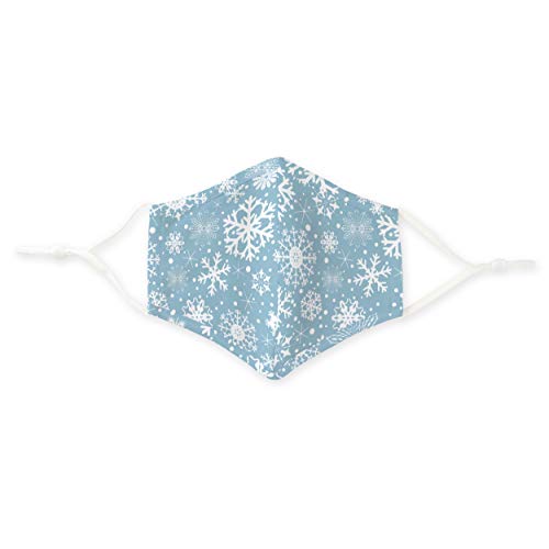 Weddingstar 3-Ply Adult Winter Washable Cloth Face Mask Reusable and Adjustable with Filter Pocket - Falling Snowflakes - Image 3