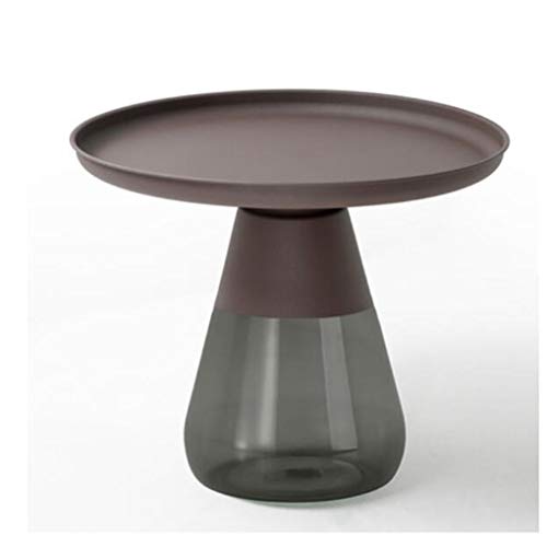 Mesa de centro de cristal de metal, mesa esquinera de almacenamiento para sala de estar, combinación de mesa auxiliar, encimera esmerilada, 60 x 52 cm (color: D) (C)