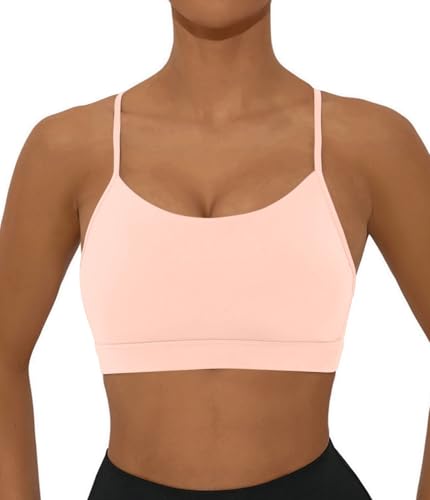 Image of Comper Y Back Sports Bra for Women Low Impact Racerback Workout Bras Sexy Thin Straps Yoga Bras with Removable Pads