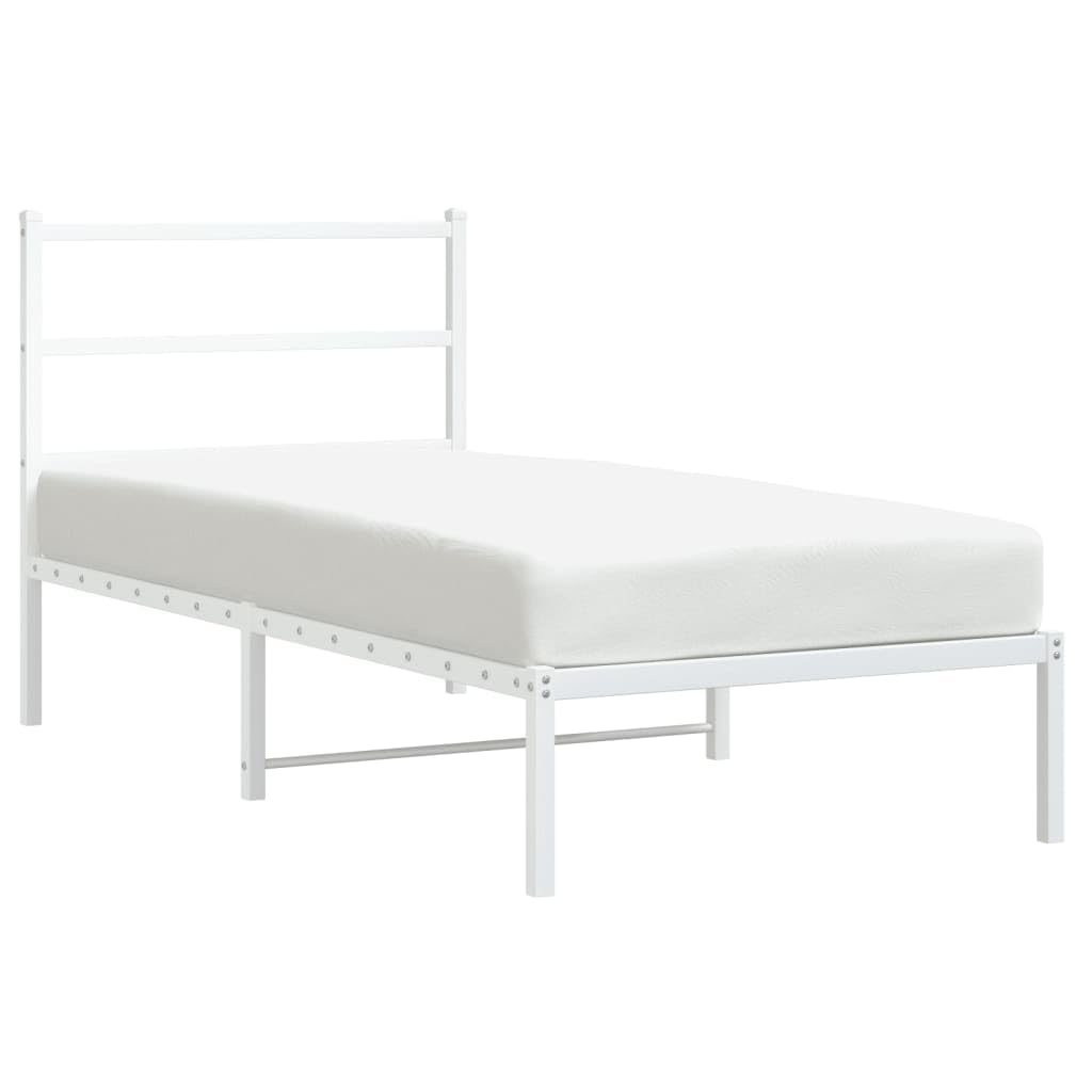 vidaXL Bettgestell mit Kopfteil Metall Weiß 90x190 cm